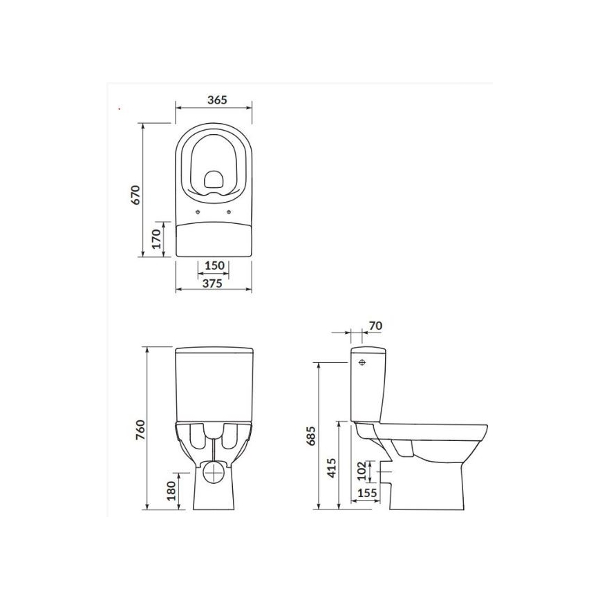 Cersanit K35-037 - Seisev WC koos istmepotiga CITY keraamika/valge