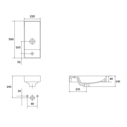 Cersanit K677-005 - LARGA 22x50 cm lauaplaatvalamu keraamika/läikiv valge