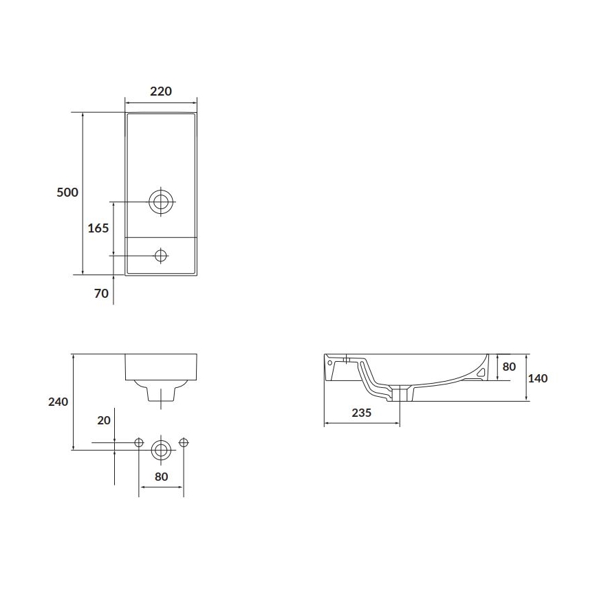 Cersanit K677-005 - LARGA 22x50 cm lauaplaatvalamu keraamika/läikiv valge