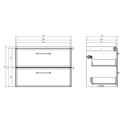 Cersanit S1017-003 - Rippuv vannitoakapp valamu alla MILLE 80x45 cm, must