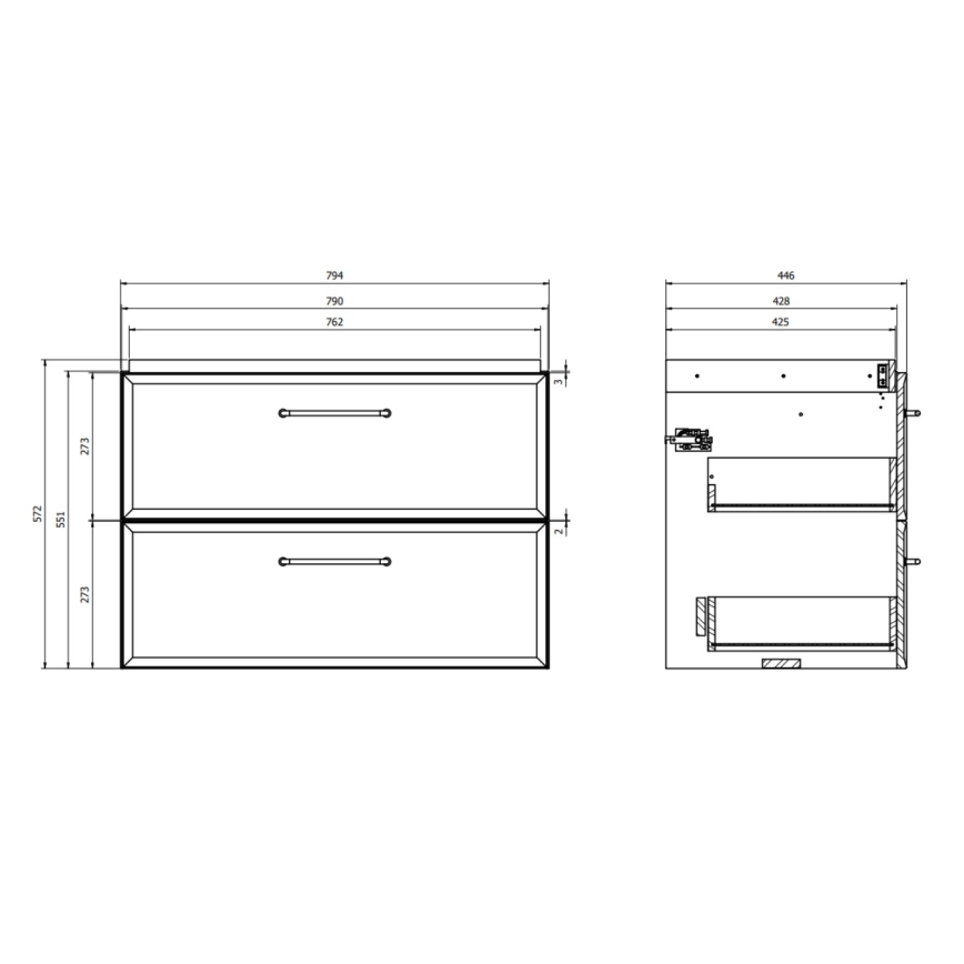 Cersanit S1017-003 - Rippuv vannitoakapp valamu alla MILLE 80x45 cm, must