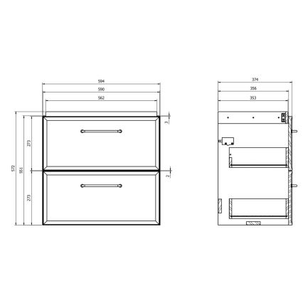 Cersanit S1021-009 - Seinale paigaldatav vannitoakapp valamu alla MILLE SLIM 60x38 cm mintroheline