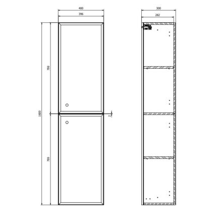 Cersanit S1021-010 - Riputatav vannitoakapp MILLE 40x160x30 cm mattvalge