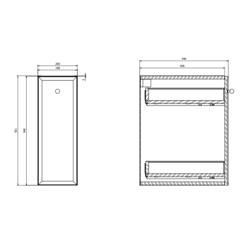 Cersanit S1022-007 - Rippuv vannitoakapp MILLE 20x45 cm matt must