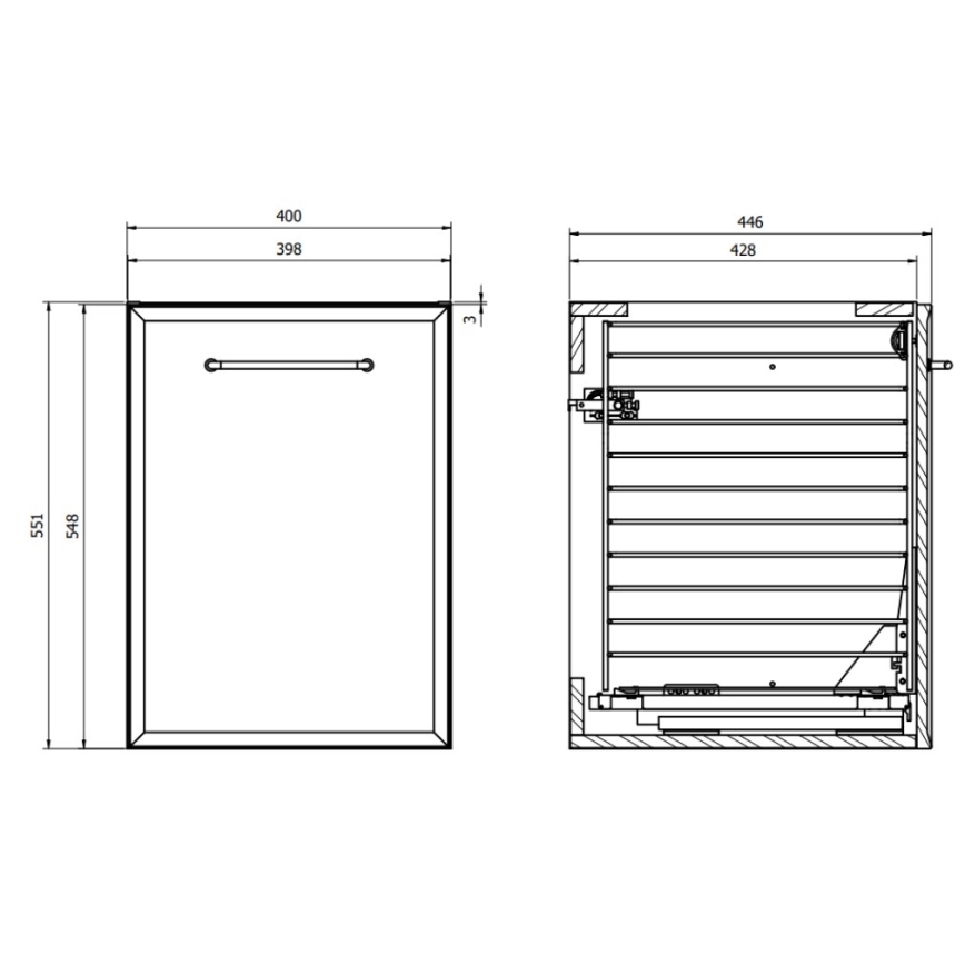 Cersanit S1022-010 - Rippuv vannitoakapp pesukorviga MILLE 40x55x45 cm mündiroheline