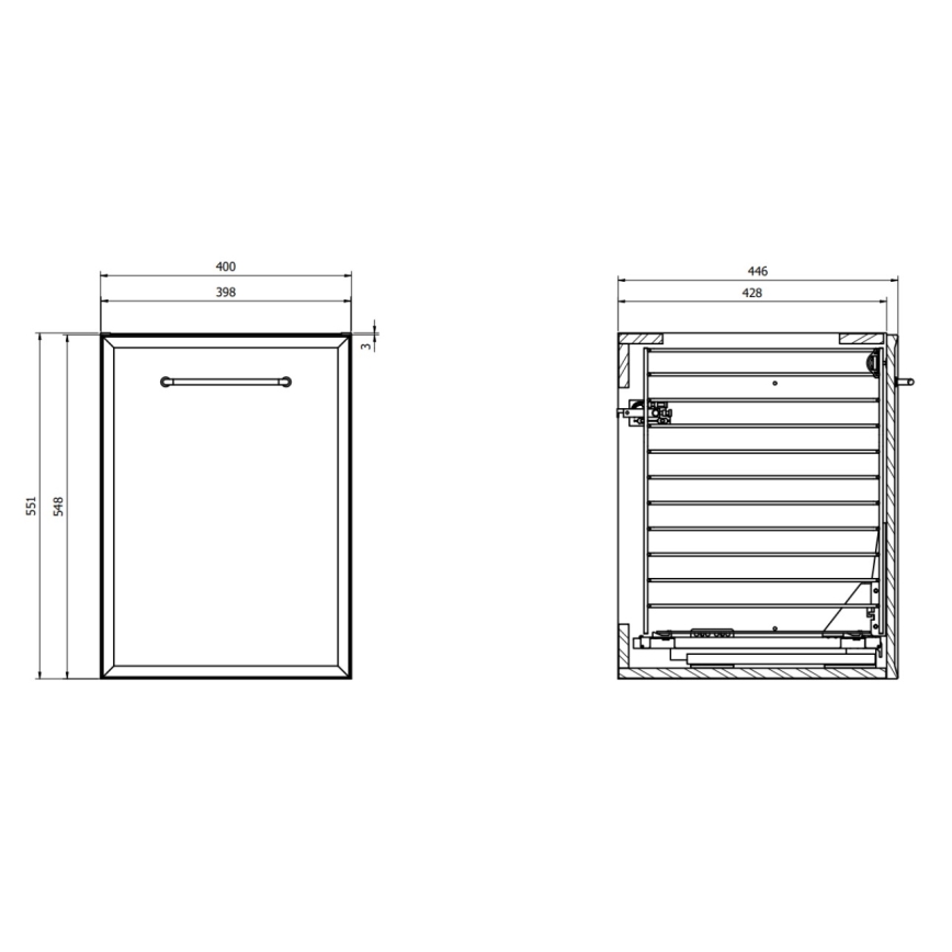 Cersanit S1022-012 - Rippuv vannitoakapp pesukorviga MILLE 40x45 cm must