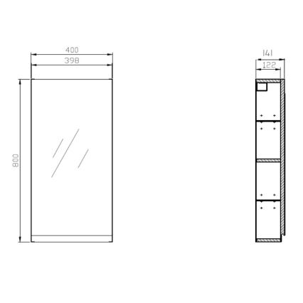 Cersanit S590-030 - Peegelkapiga vannitoakapp MODUO 80x40 cm