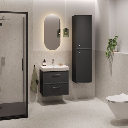 Cersanit S590-100 - Seinale paigaldatav vannitoakapp valamu alla MILLE SLIM 60x38 cm must