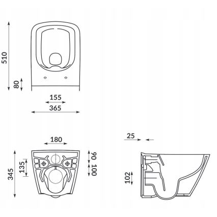 Cersanit S701-405-ECO - Seinale kinnitatav WC-pott CITY koos istumiskaanega, keraamika/valge