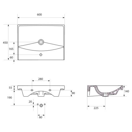 Cersanit S801-142-DSM - Rippuv vannitoakapp koos valamuga LARA CITY 60x45 cm valge