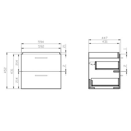 Cersanit S801-142-DSM - Rippuv vannitoakapp koos valamuga LARA CITY 60x45 cm valge