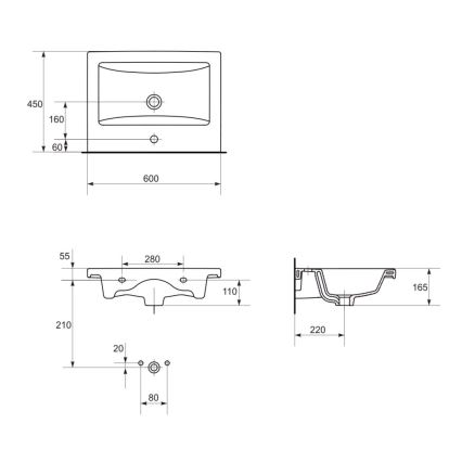 Cersanit S801-147-DSM - Seinale kinnitatav vannitoakapp koos valamuga LARA 60x45 cm valge