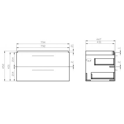 Cersanit S801-149-DSM - Rippuv vannitoakapp valamuga LARA 80x46x45 cm valge