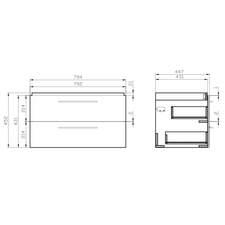 Cersanit S801-149-DSM - Rippuv vannitoakapp valamuga LARA 80x46x45 cm valge