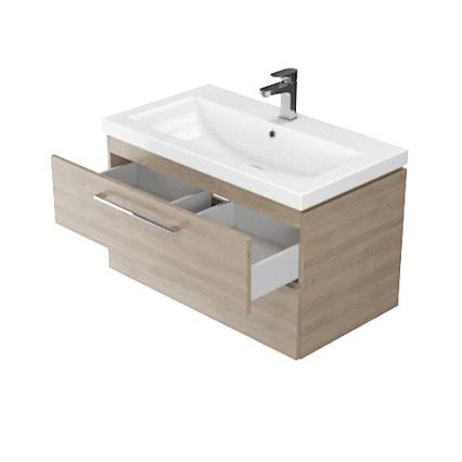 Cersanit S801-154-DSM - Rippuv vannitoakapp koos valamuga LARA 80x46x45 cm, pähkel