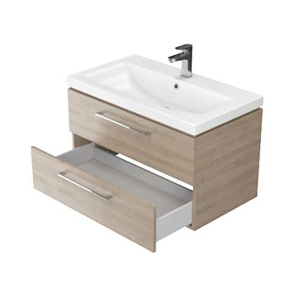 Cersanit S801-154-DSM - Rippuv vannitoakapp koos valamuga LARA 80x46x45 cm, pähkel