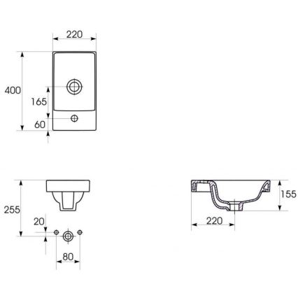 Cersanit S801-218-DSM - Seinale kinnitatav vannitoakapp koos valamuga MODUO SLIM 40x22 cm läikiv valge