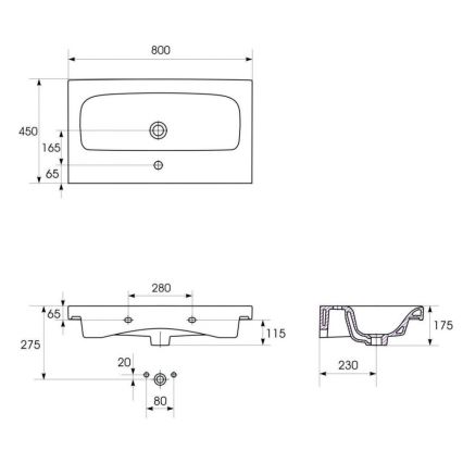 Cersanit S801-221-DSM - seinale paigaldatav vannitoakapp koos valamuga MODUO 80x45 cm läikiv valge