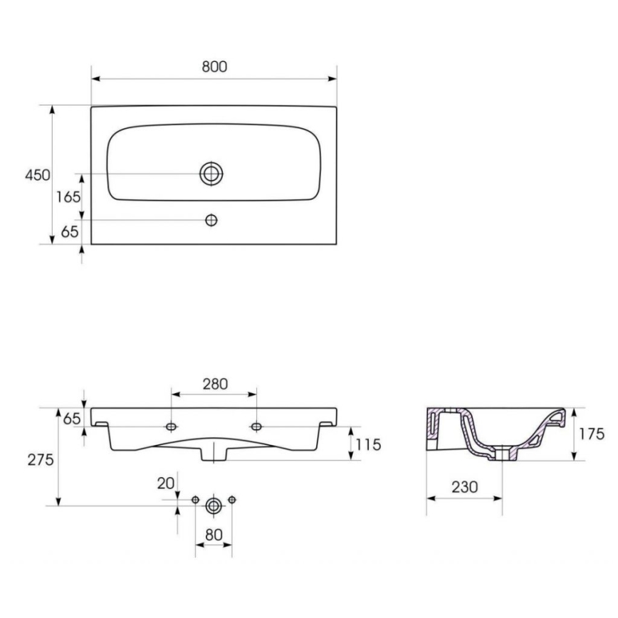 Cersanit S801-221-DSM - seinale paigaldatav vannitoakapp koos valamuga MODUO 80x45 cm läikiv valge