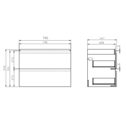 Cersanit S801-221-DSM - seinale paigaldatav vannitoakapp koos valamuga MODUO 80x45 cm läikiv valge