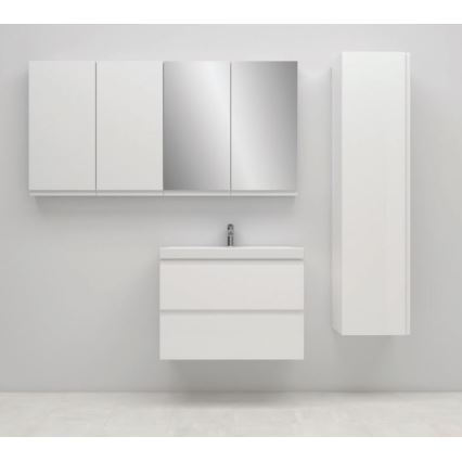 Cersanit S801-221-DSM - Seinale riputatav vannitoakapp koos valamuga MODUO 80x62x45 cm läikiv valge