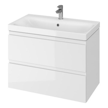 Cersanit S801-221-DSM - Seinale riputatav vannitoakapp koos valamuga MODUO 80x62x45 cm läikiv valge