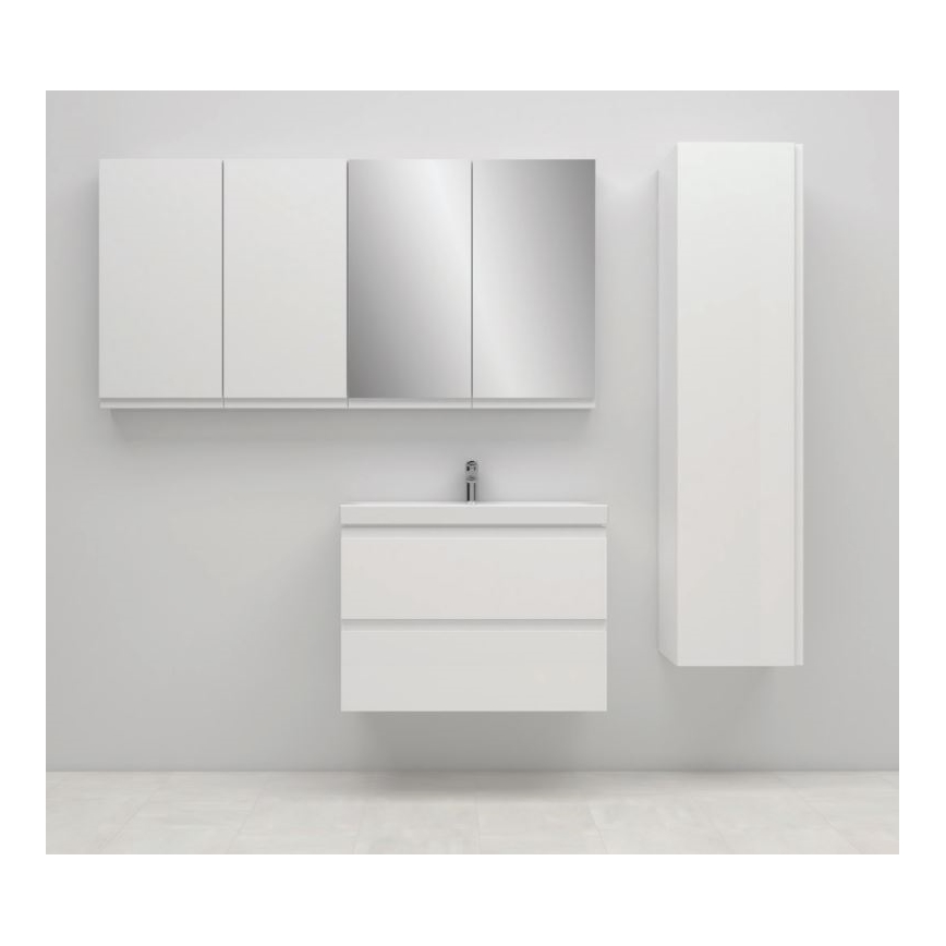Cersanit S801-225-DSM - seinale kinnitatav vannitoakapp koos valamu MODUO SLIM 80x57x38 cm läikivvalge