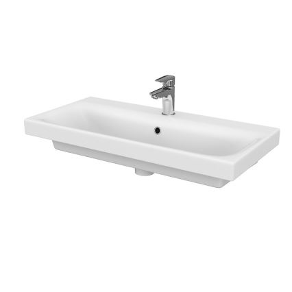 Cersanit S801-225-DSM - seinale kinnitatav vannitoakapp koos valamu MODUO SLIM 80x57x38 cm läikivvalge
