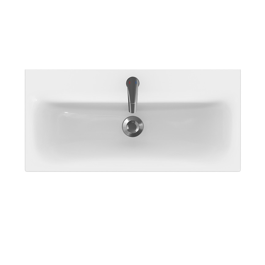 Cersanit S801-225-DSM - Rippuv vannitoakapp koos valamuga MODUO SLIM 80x38 cm, läikiv valge