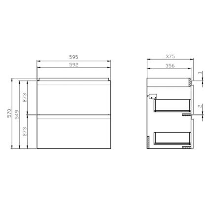 Cersanit S801-227-DSM - Seinale paigaldatav vannitoakapp koos valamuga MODUO SLIM 60x38 cm läikiv valge