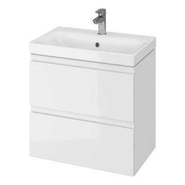 Cersanit S801-227-DSM - Seinale paigaldatav vannitoakapp koos valamuga MODUO SLIM 60x57x38 cm läikiv valge