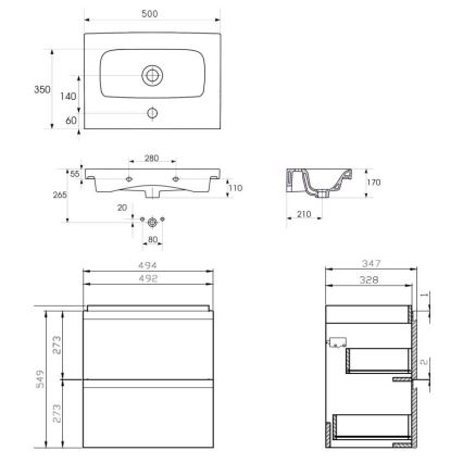 Cersanit S801-229-DSM - Riputatav vannitoakapp valamuga MODUO SLIM 50x62x35 cm, läikiv valge
