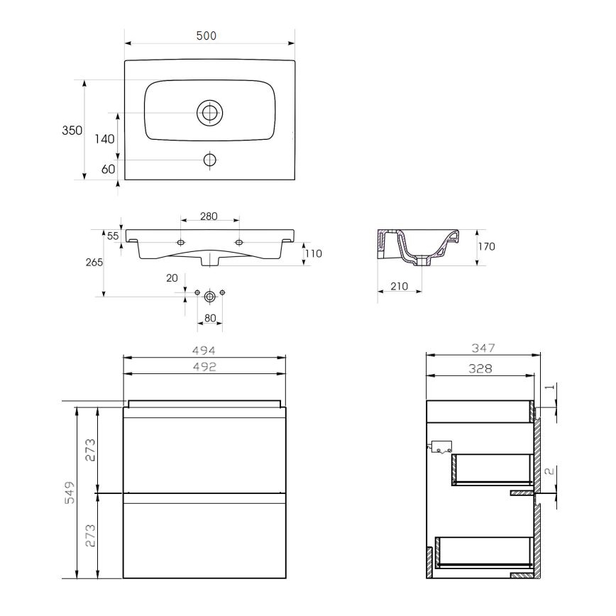 Cersanit S801-229-DSM - Riputatav vannitoakapp valamuga MODUO SLIM 50x62x35 cm, läikiv valge