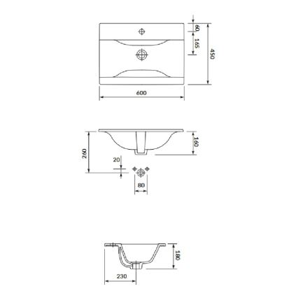 Cersanit S801-457 - NIKO rippuv vannitoakapp koos valamuga, 60x45 cm, pähkel