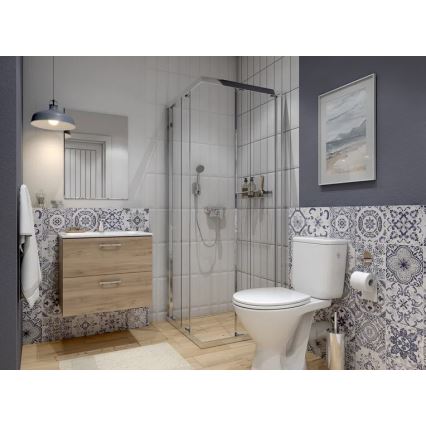 Cersanit S801-539 - Seinale paigaldatav vannitoakapp koos valamuga NIKO 80x45 cm pähkel