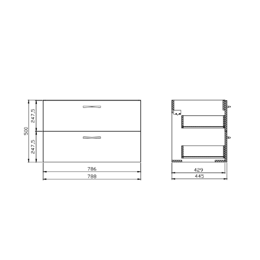 Cersanit S801-539 - Seinale paigaldatav vannitoakapp koos valamuga NIKO 80x45 cm pähkel