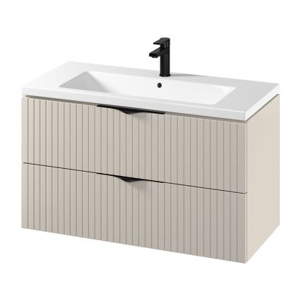 Cersanit S801-548 - TIRSO rippuv vannitoakapp koos valamuga 100x60x45 cm beež