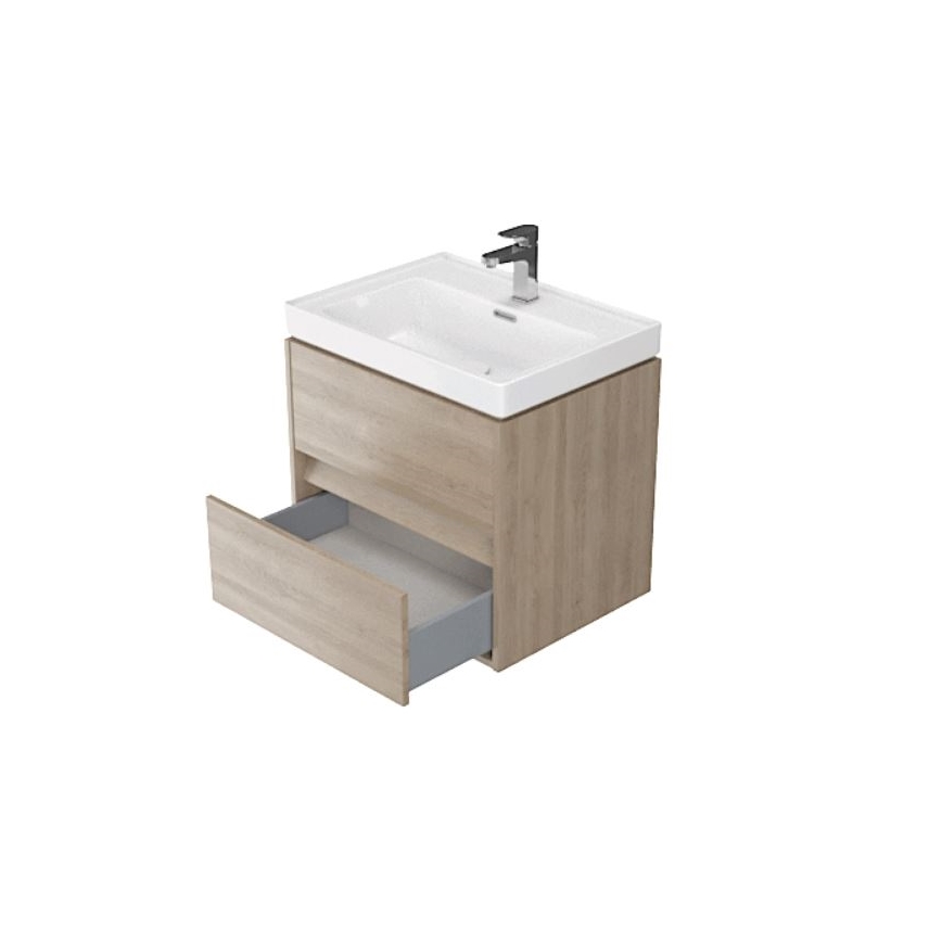 Cersanit S924-008 - Seinale rippuv vannitoakapp valamu alla CREA 60x54x45 cm tamm