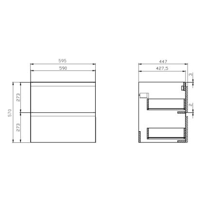 Cersanit S929-010 - Riputatav vannitoakapp valamu alla MODUO 59,5x44,7 cm läikiv valge