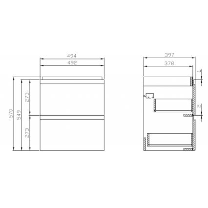 Cersanit S929-012 - Riputatav vannitoakapp MODUO 57x49,4 cm läikiv valge, valamukapi alla