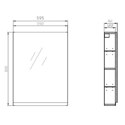 Cersanit S929-018 - Peegliga kapp vannituppa MEDDIE 80x59,5 cm