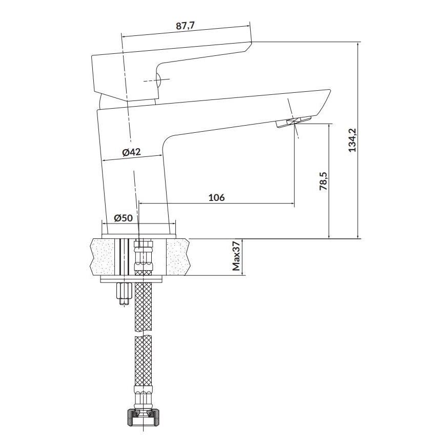 Cersanit S951-045 - Valamu kraan MILLE 13,4 cm läikiv kroom + äravool