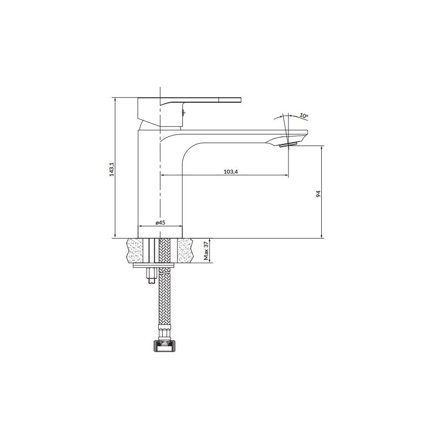 Cersanit S951-331 - Valamu kraan CREA 14,3 cm must