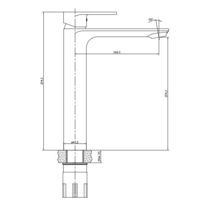 Cersanit S951-332 - Valamu kraan CREA 27,4 cm must