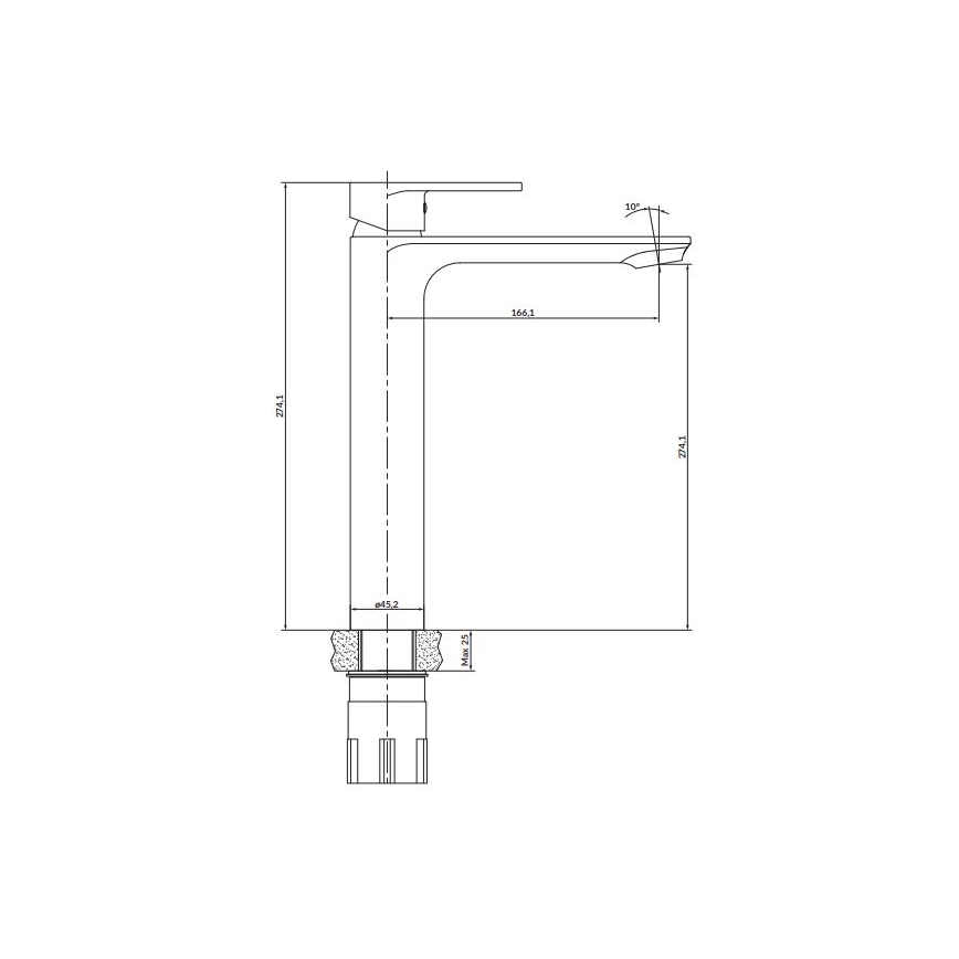 Cersanit S951-332 - Valamu kraan CREA 27,4 cm must