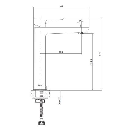 Cersanit S951-354 - Valamu kraan MILLE 27 cm läikiv kroom + äravool