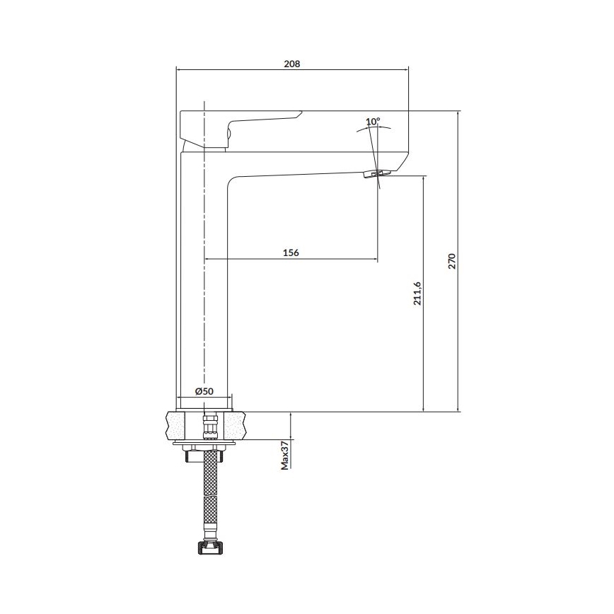 Cersanit S951-354 - Valamu kraan MILLE 27 cm läikiv kroom + äravool