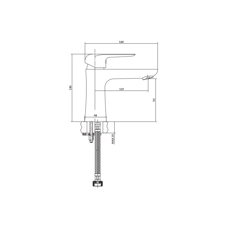 Cersanit S951-359 - Valamu kraan CITY 15 cm läikiv kroom