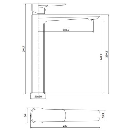 Cersanit S951-392 - Valamu kraan LARGA 29,5 cm läikiv kroom