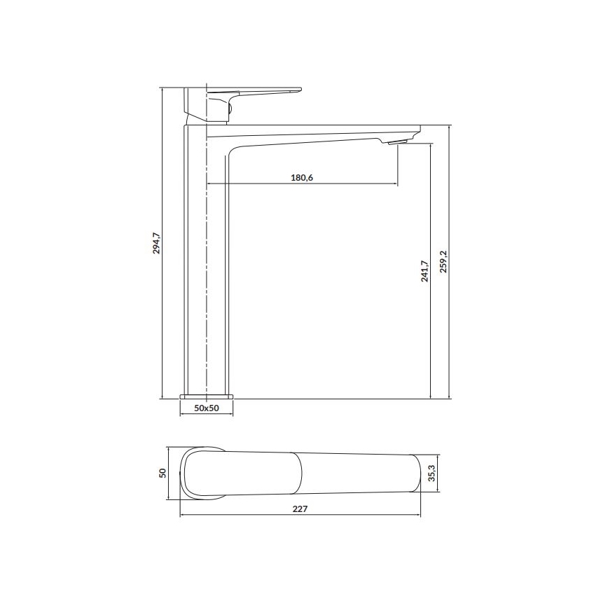 Cersanit S951-393 - Valamu kraan LARGA 29,5 cm kuldne